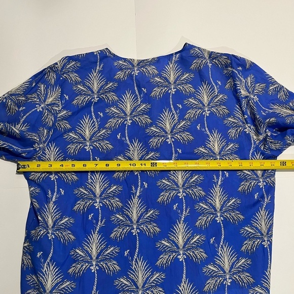 Zara Blue and White Palm Print Blouse - Picture 5 of 6